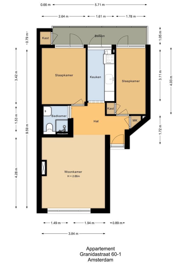Granidastraat 60 1, Amsterdam plattegrond-0