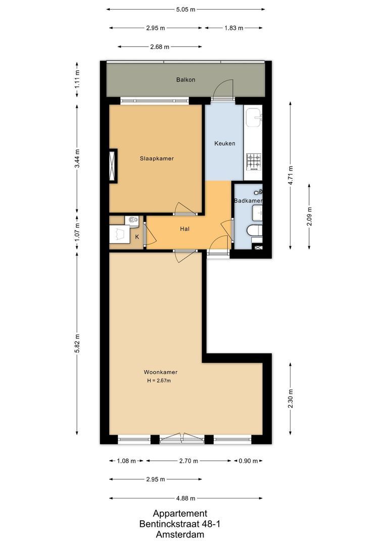 Bentinckstraat 48 1, Amsterdam plattegrond-0