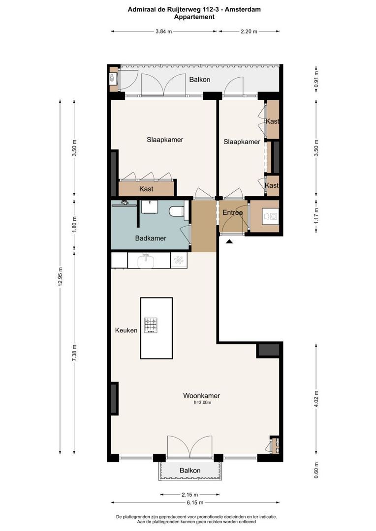 Admiraal De Ruijterweg 112 3, Amsterdam plattegrond-0