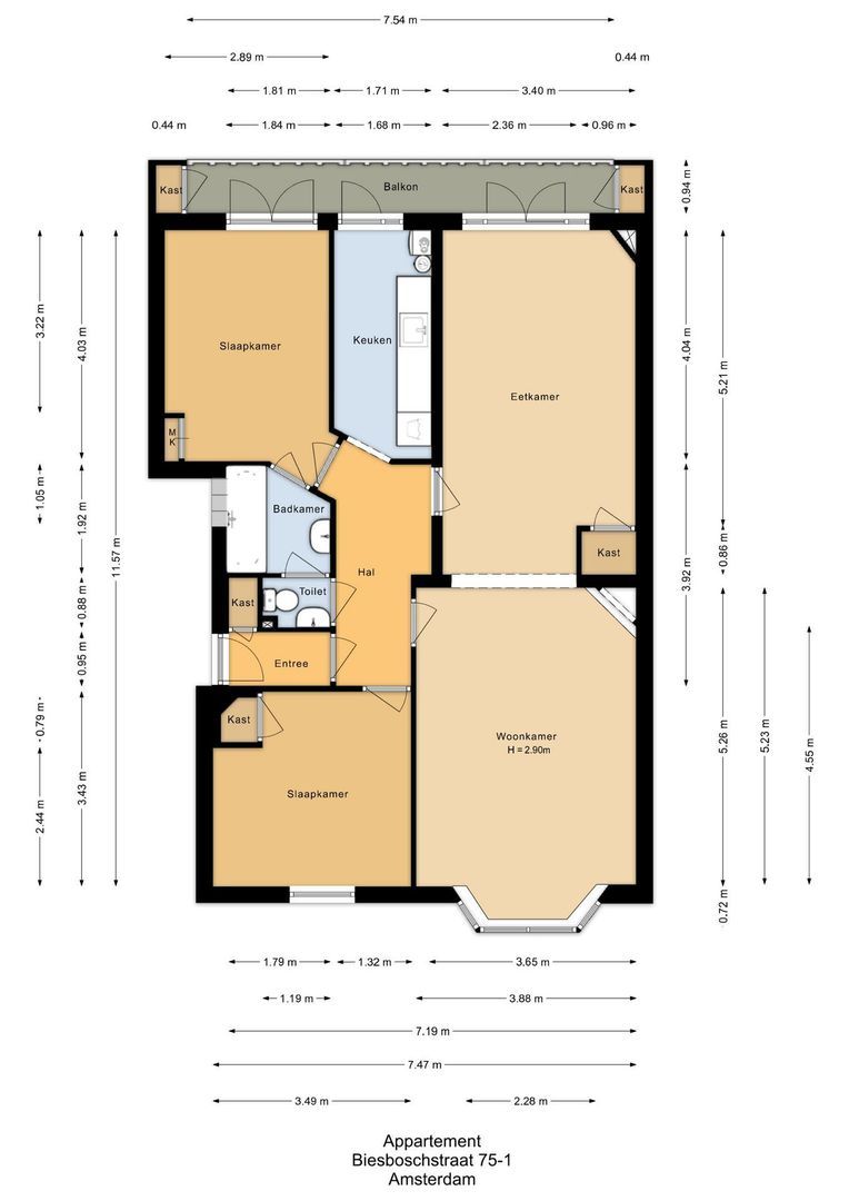 Biesboschstraat 75 1, Amsterdam plattegrond-0