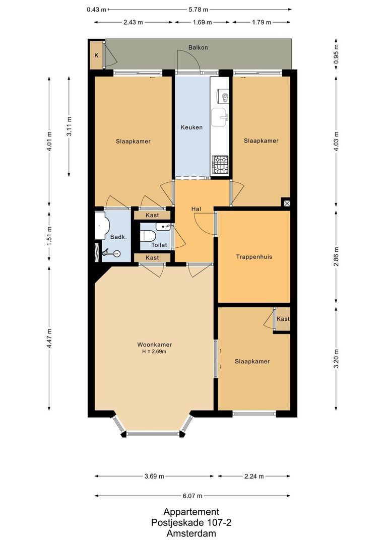 Postjeskade 107 2, Amsterdam plattegrond-0