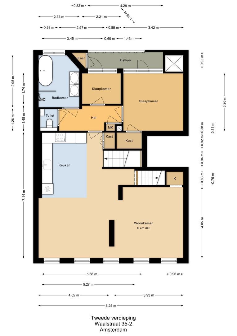 Waalstraat 35 2, Amsterdam plattegrond-2