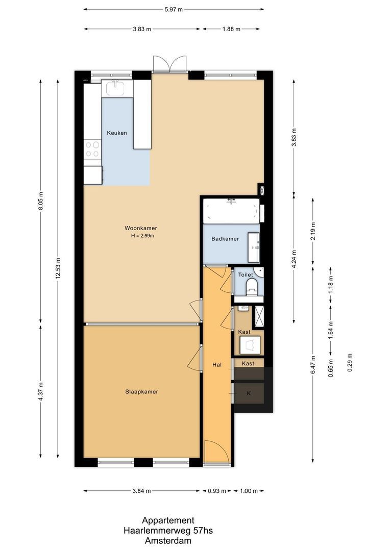 Haarlemmerweg 57 H, Amsterdam plattegrond-0