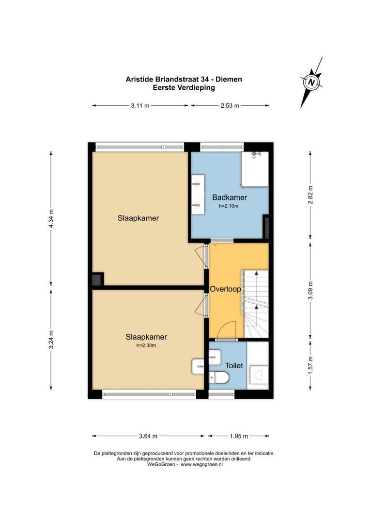 Aristide Briandstraat 34, Diemen plattegrond-2