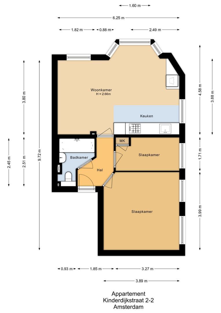 Kinderdijkstraat 2 2, Amsterdam plattegrond-0