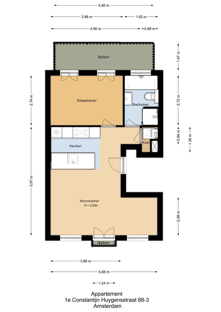 Eerste Constantijn Huygensstraat 88 3, Amsterdam plattegrond-0