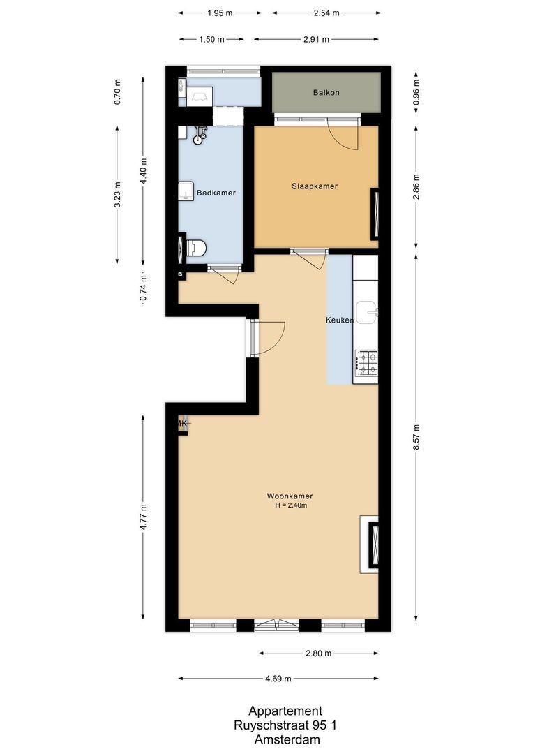 Ruyschstraat 95 1, Amsterdam plattegrond-0