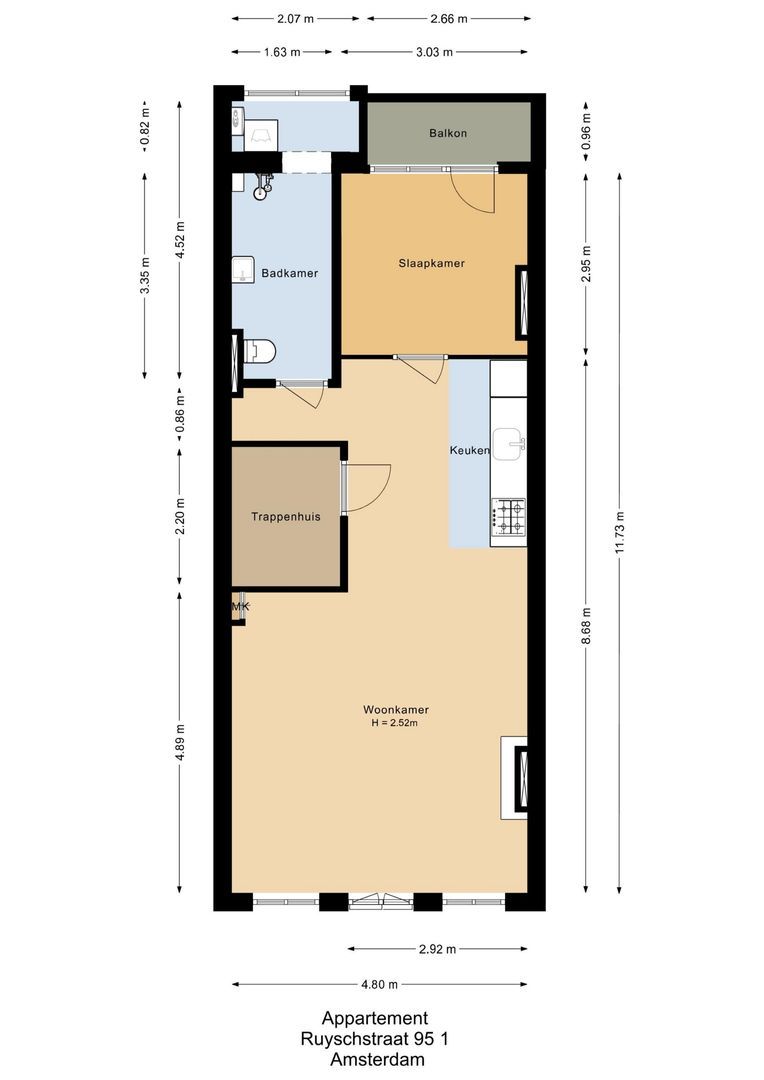 Ruyschstraat 95 1, Amsterdam plattegrond-0