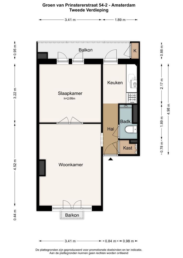 Groen van Prinstererstraat 54 2, Amsterdam plattegrond-0