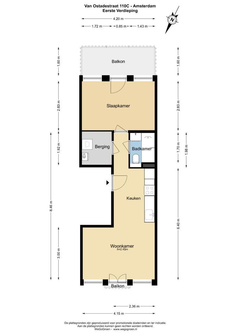 Van Ostadestraat 110 C, Amsterdam plattegrond-0