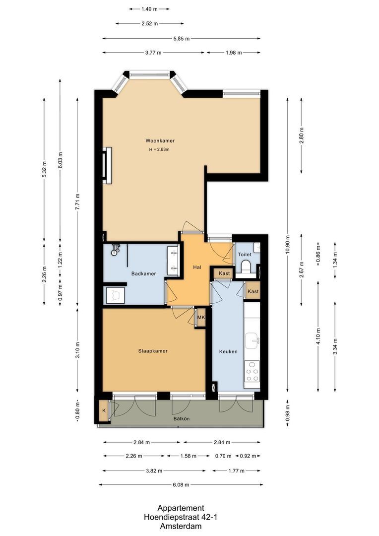Hoendiepstraat 42 1, Amsterdam plattegrond-0