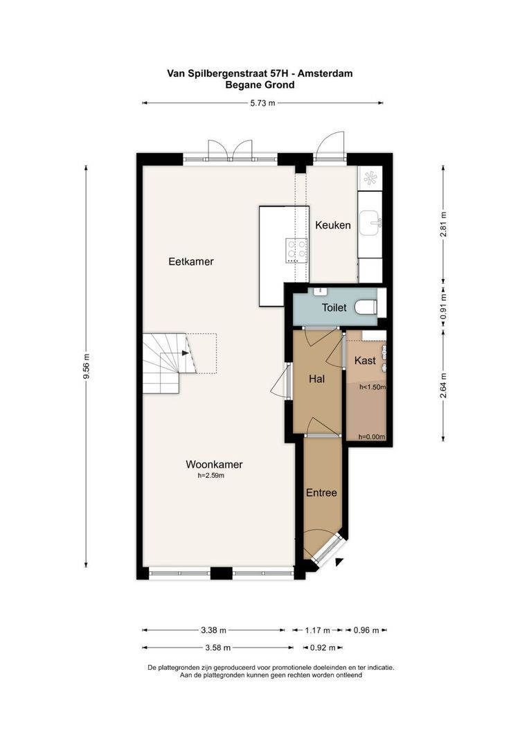 Van Spilbergenstraat 57 H, Amsterdam plattegrond-1