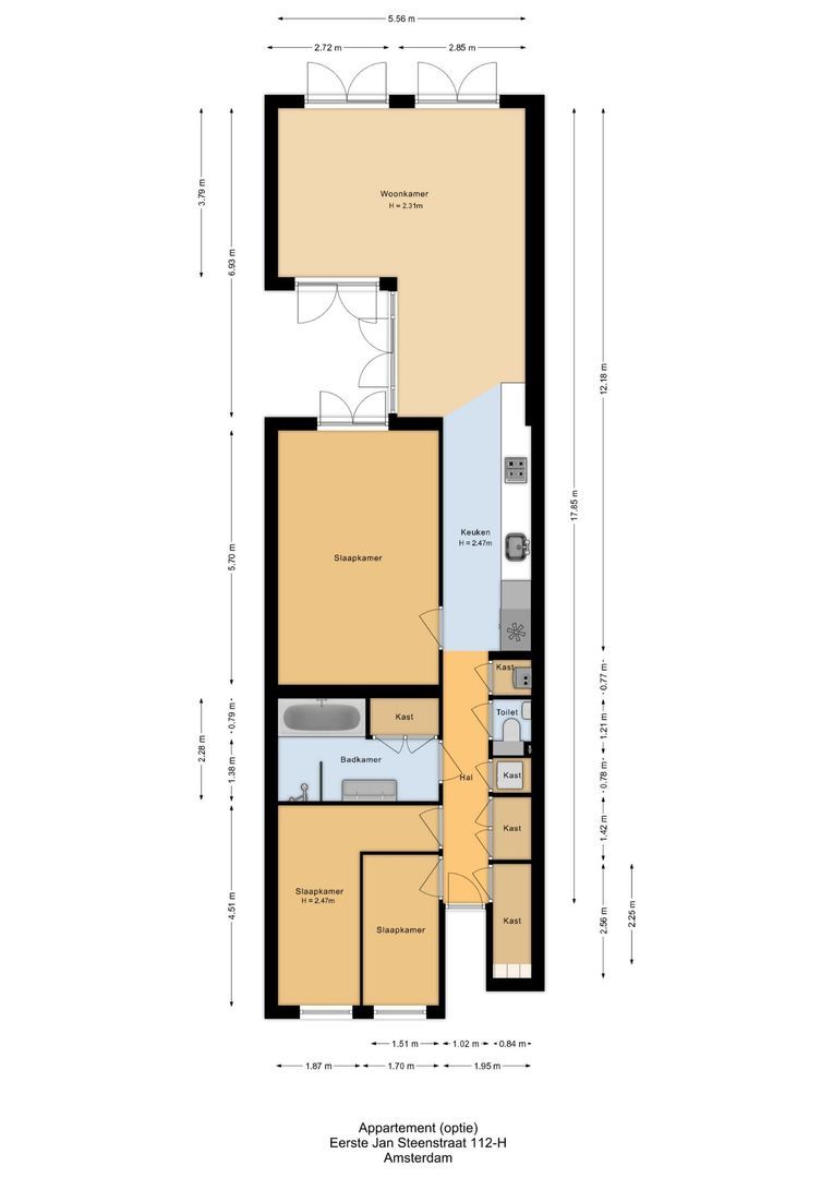 Eerste Jan Steenstraat 112 H, Amsterdam plattegrond-2