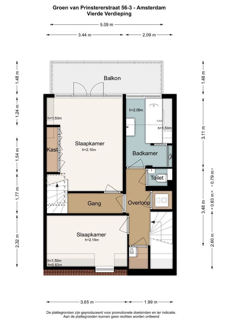 Groen van Prinstererstraat 56 3, Amsterdam plattegrond-0