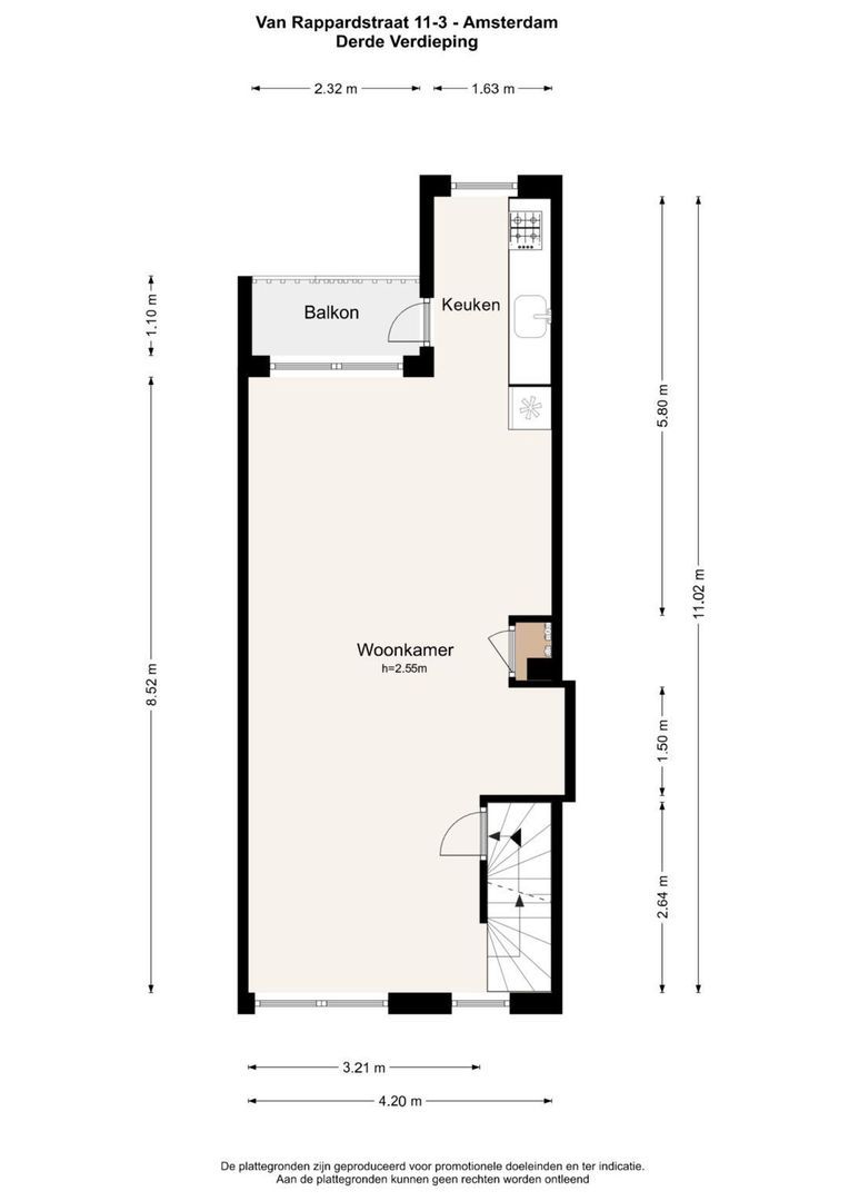 Van Rappardstraat 11 3, Amsterdam plattegrond-1