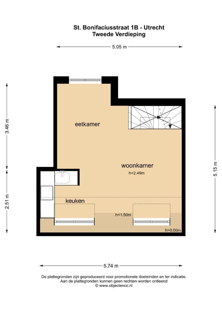 St.-Bonifaciusstraat 1 B, Utrecht plattegrond-4