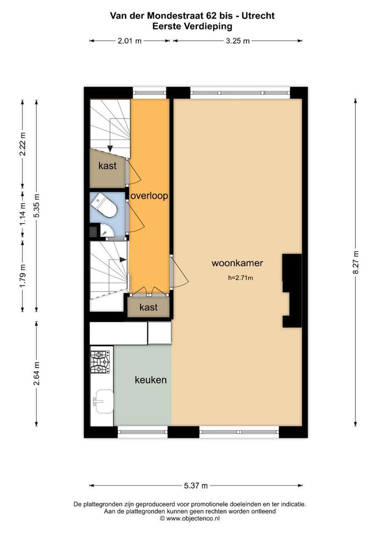 Van der Mondestraat 62 BS, Utrecht plattegrond-1