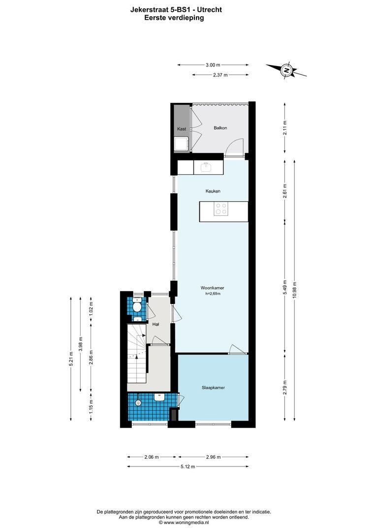 Jekerstraat 5 BS, Utrecht plattegrond-1