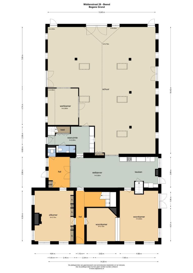 Middenstraat 28, Beesd plattegrond-0