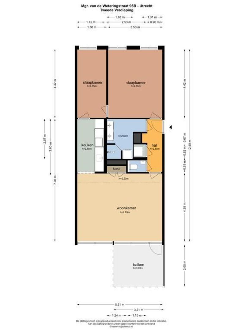 Mgr. van de Weteringstraat 95 B, Utrecht plattegrond-0