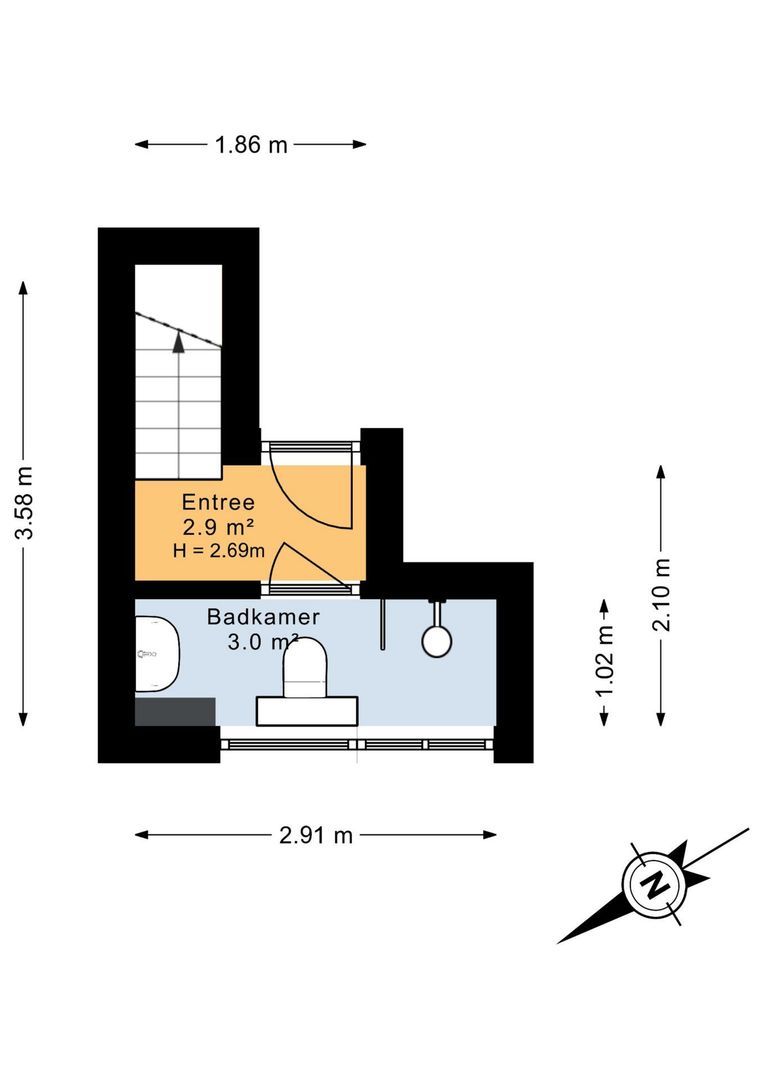 Prins Hendriklaan 43 B, Utrecht plattegrond-0
