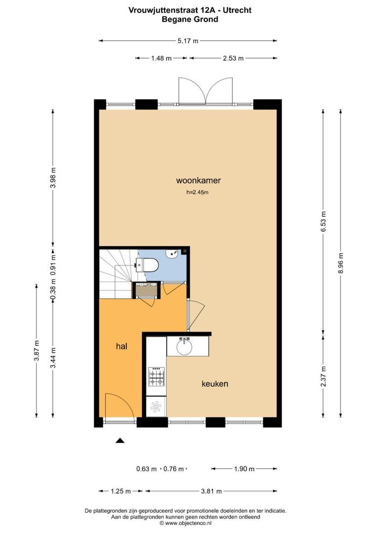 Vrouwjuttenstraat 12 A, Utrecht plattegrond-1