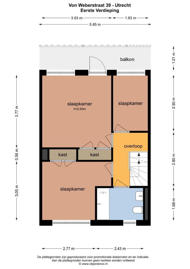 Von Weberstraat 39, Utrecht plattegrond-2