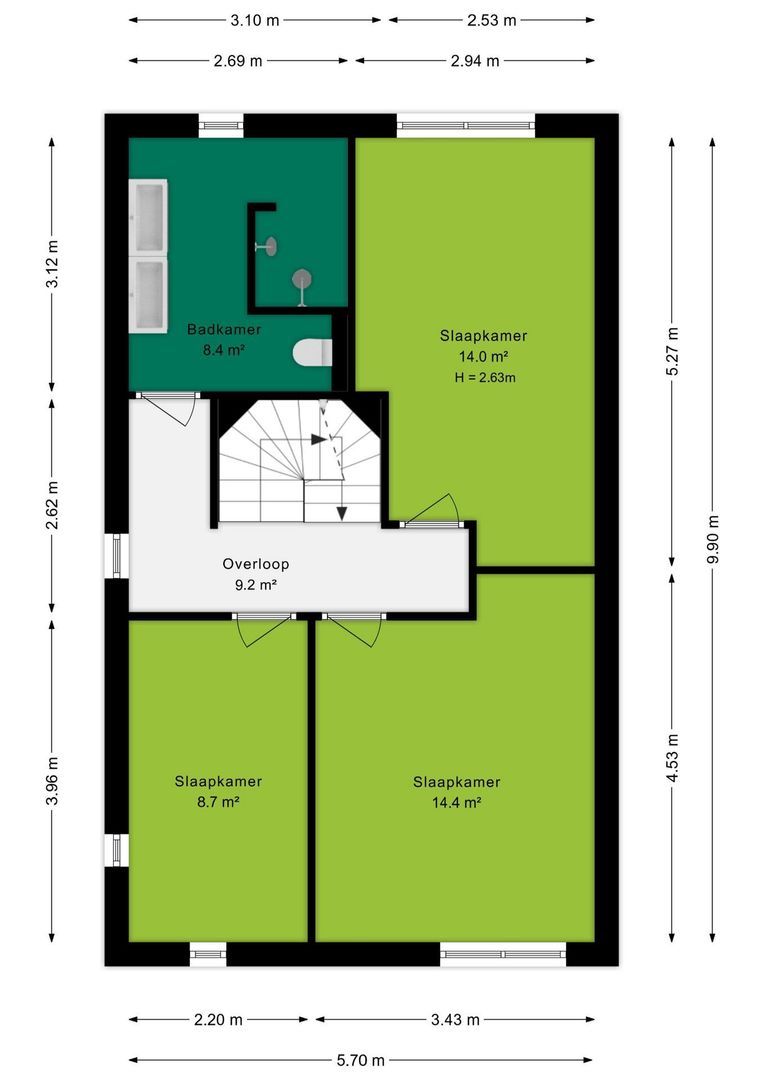 Roombekerveld 60, Enschede plattegrond-1