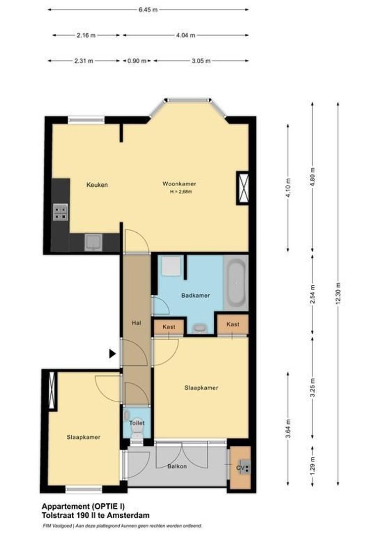 Tolstraat 190 II, Amsterdam plattegrond-1