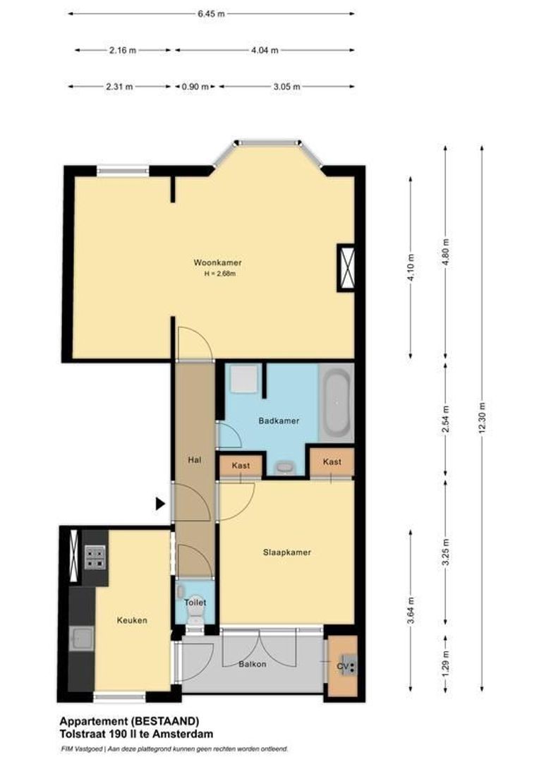 Tolstraat 190 II, Amsterdam plattegrond-0