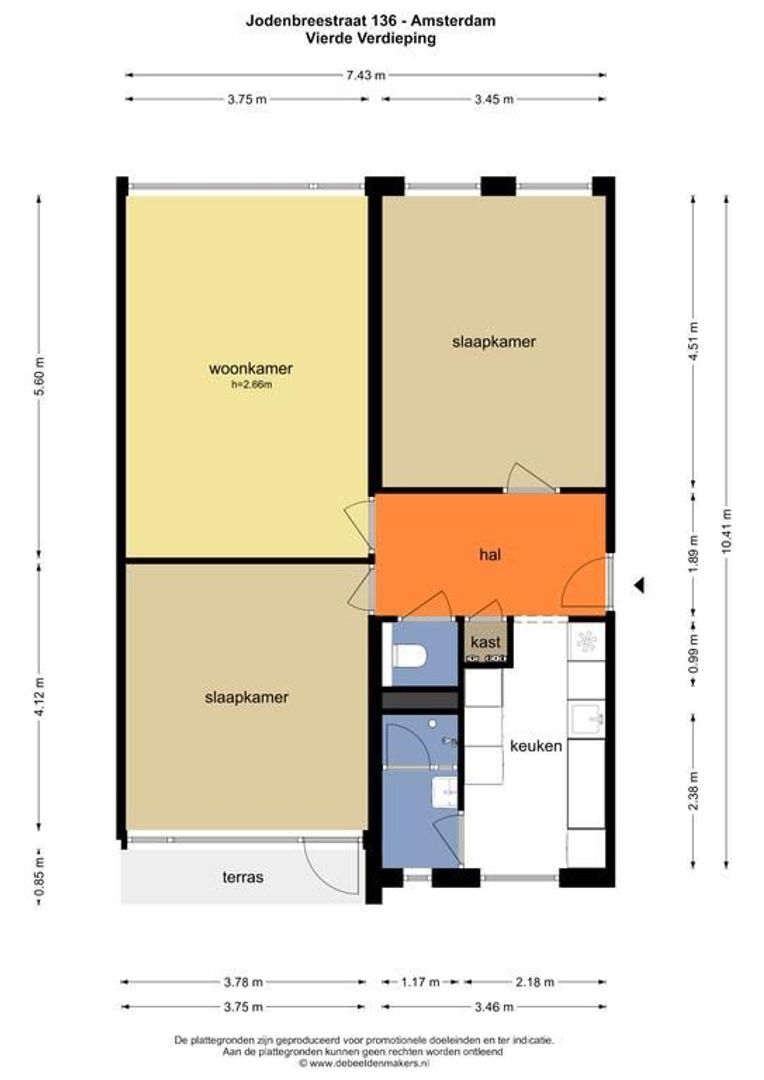 Jodenbreestraat 136, Amsterdam plattegrond-0