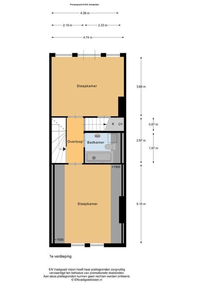 Prinsengracht 415 Boven, Amsterdam plattegrond-1