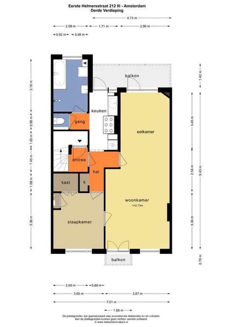 Eerste Helmersstraat 212 3, Amsterdam plattegrond-0