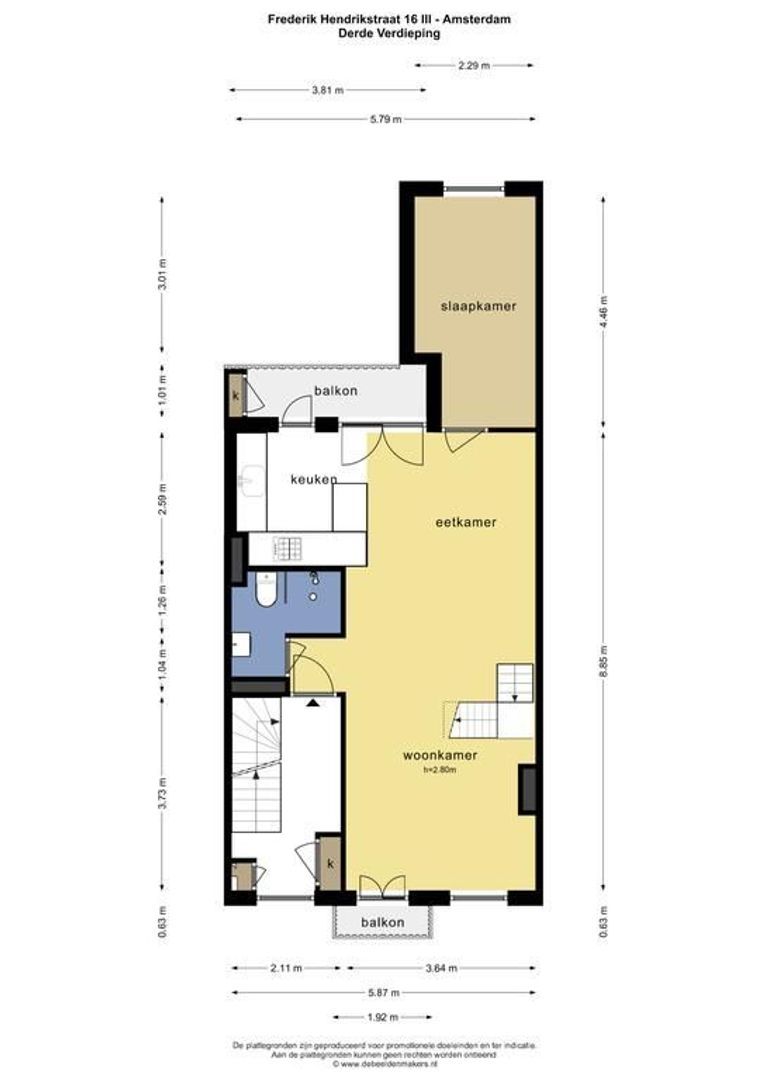 Frederik Hendrikstraat 16 3, Amsterdam plattegrond-1