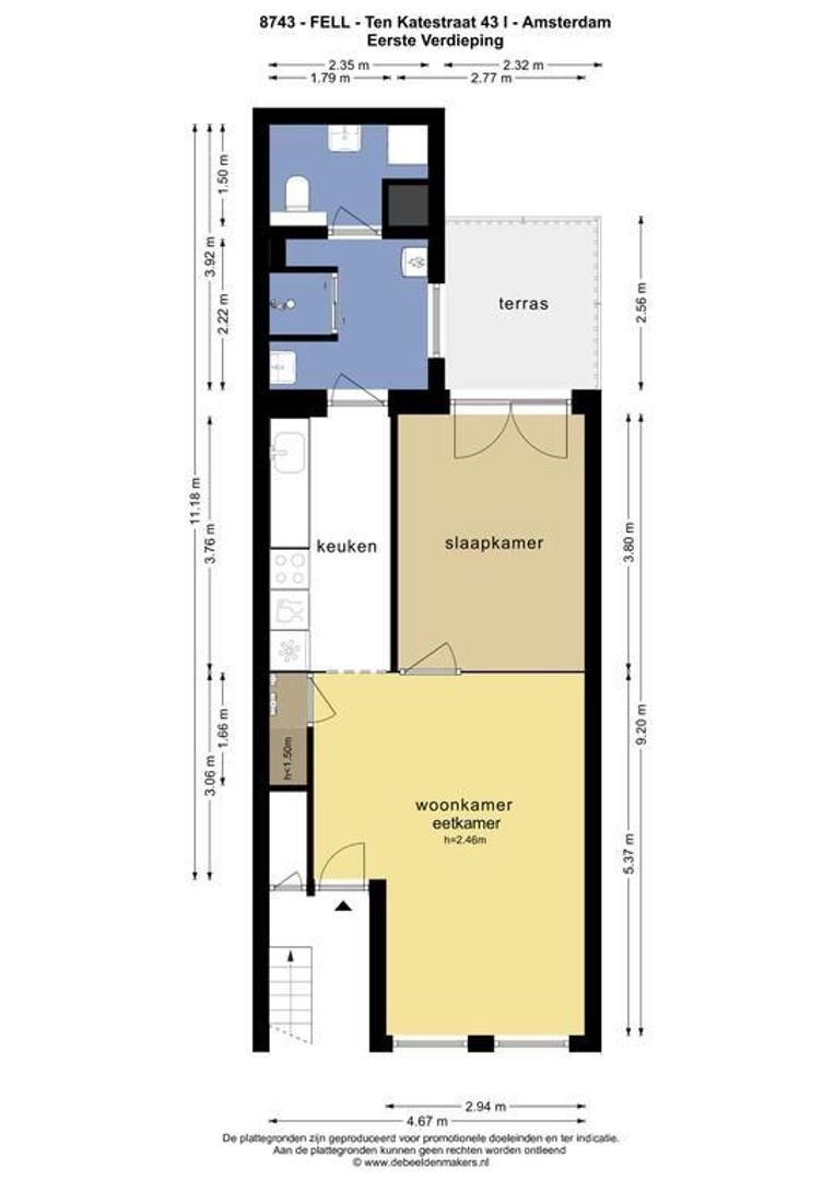Ten Katestraat 43 1, Amsterdam plattegrond-0