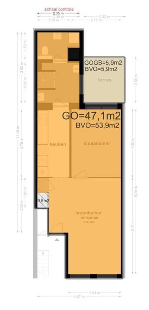 Ten Katestraat 43 1, Amsterdam plattegrond-1