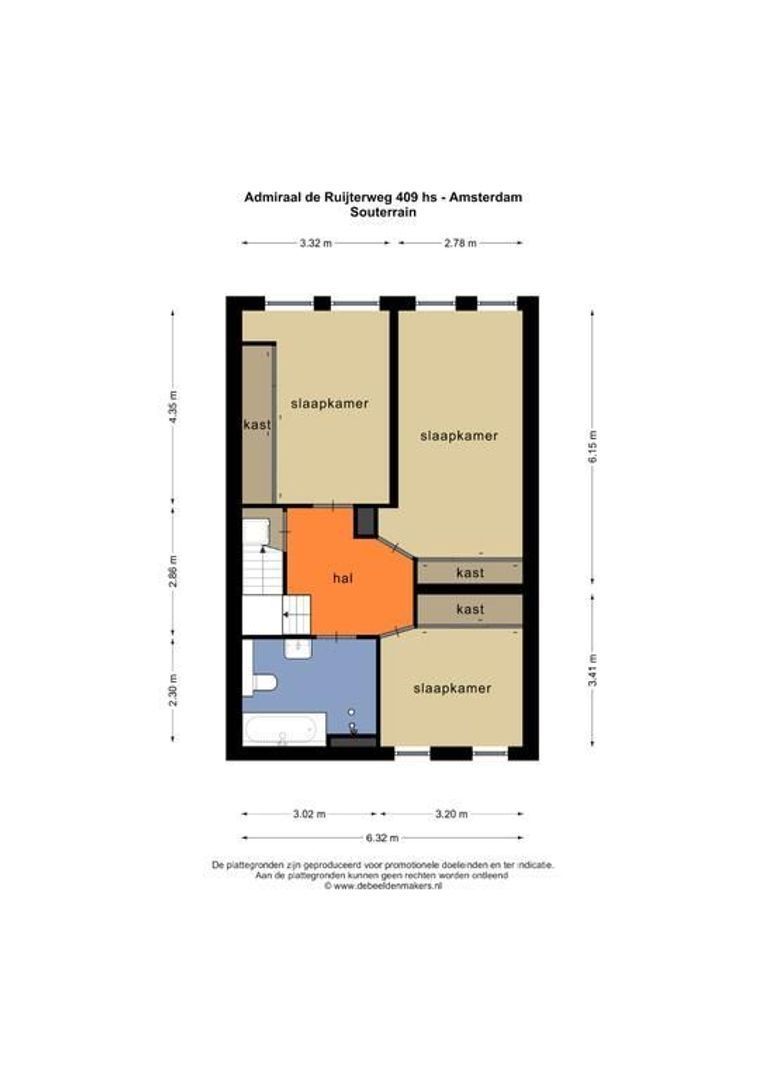 Admiraal De Ruijterweg 409 H, Amsterdam plattegrond-1