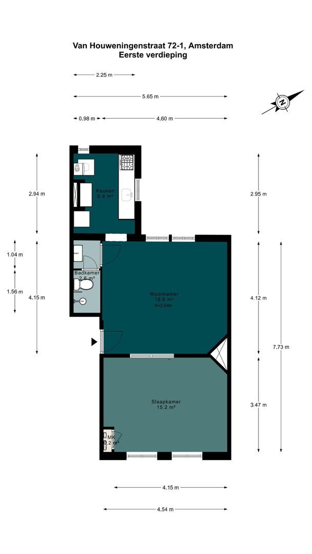 Van Houweningenstraat 72 1, Amsterdam plattegrond-0