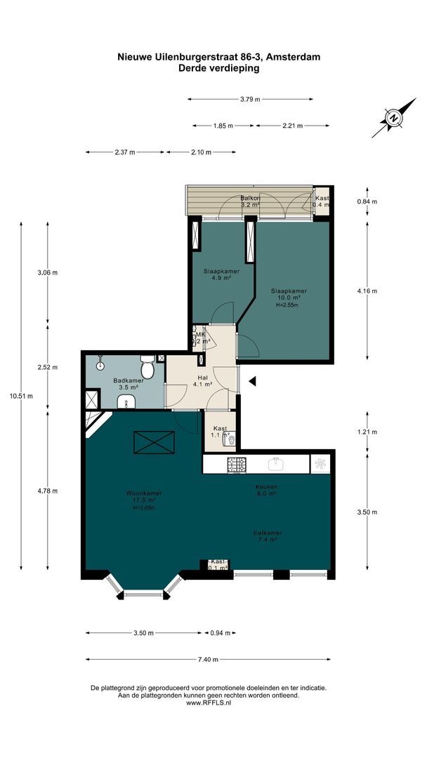 Nieuwe Uilenburgerstraat 86 3, Amsterdam plattegrond-0
