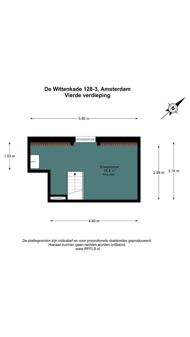 De Wittenkade 128 3, Amsterdam plattegrond-1
