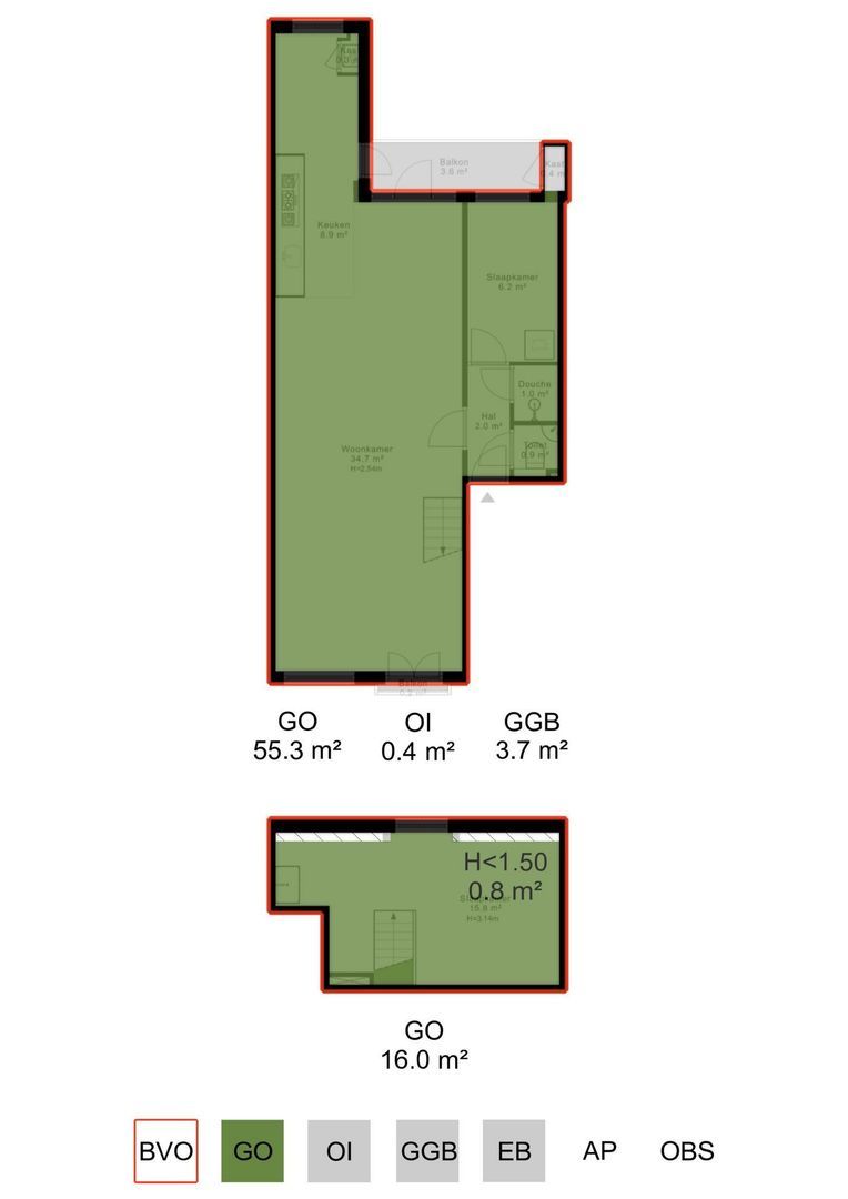 De Wittenkade 128 3, Amsterdam plattegrond-2
