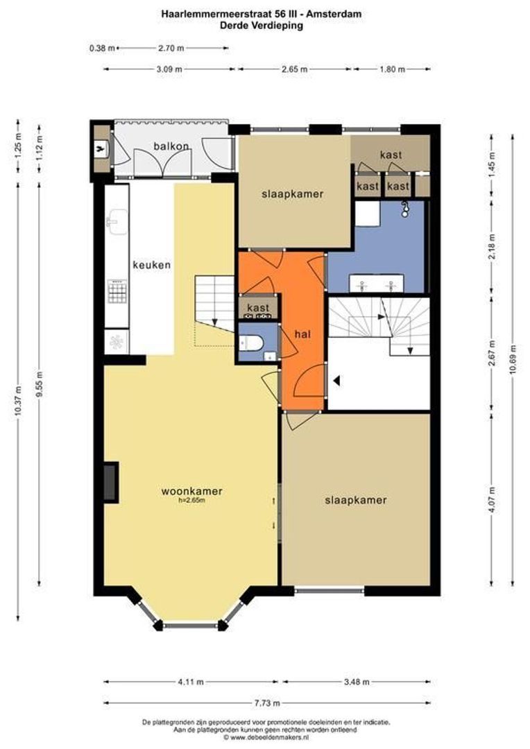 Haarlemmermeerstraat 56 3, Amsterdam plattegrond-1
