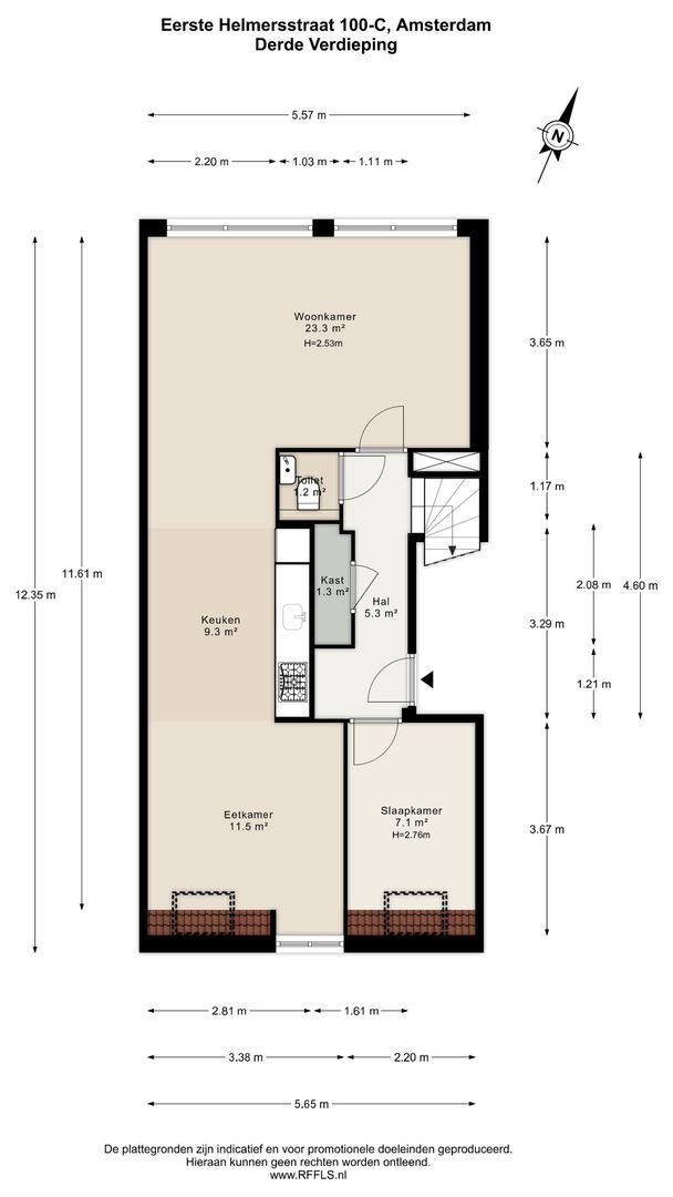 Eerste Helmersstraat 100 C, Amsterdam plattegrond-0