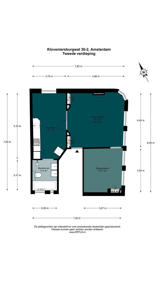 Kloveniersburgwal 30 2, Amsterdam plattegrond-0