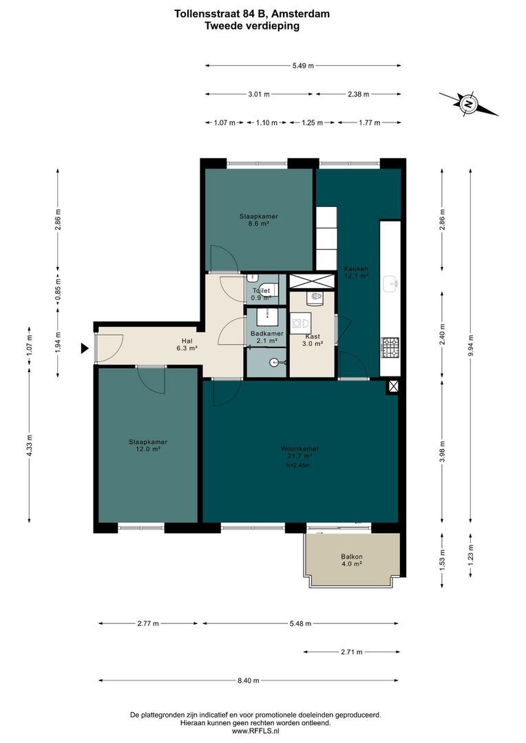 Tollensstraat 84 B, Amsterdam plattegrond-0