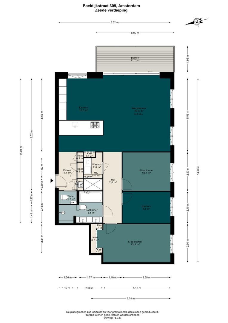 Poeldijkstraat 309, Amsterdam plattegrond-0