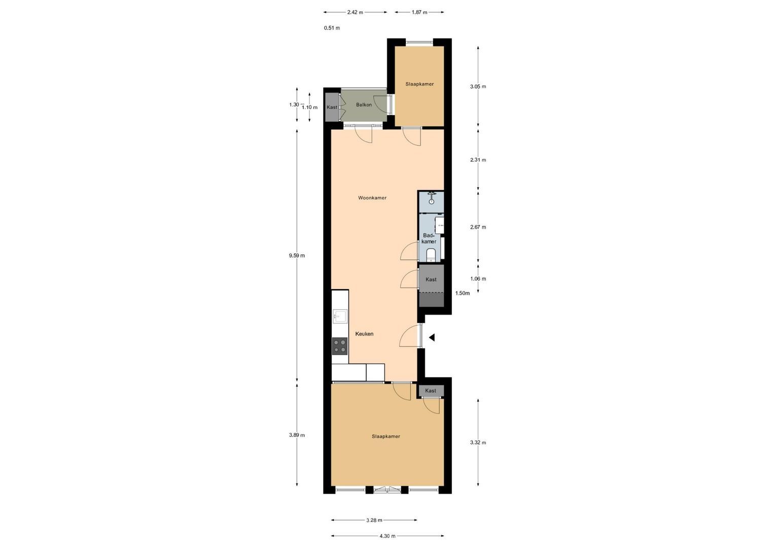 Van Ostadestraat 32 1, Amsterdam plattegrond-0