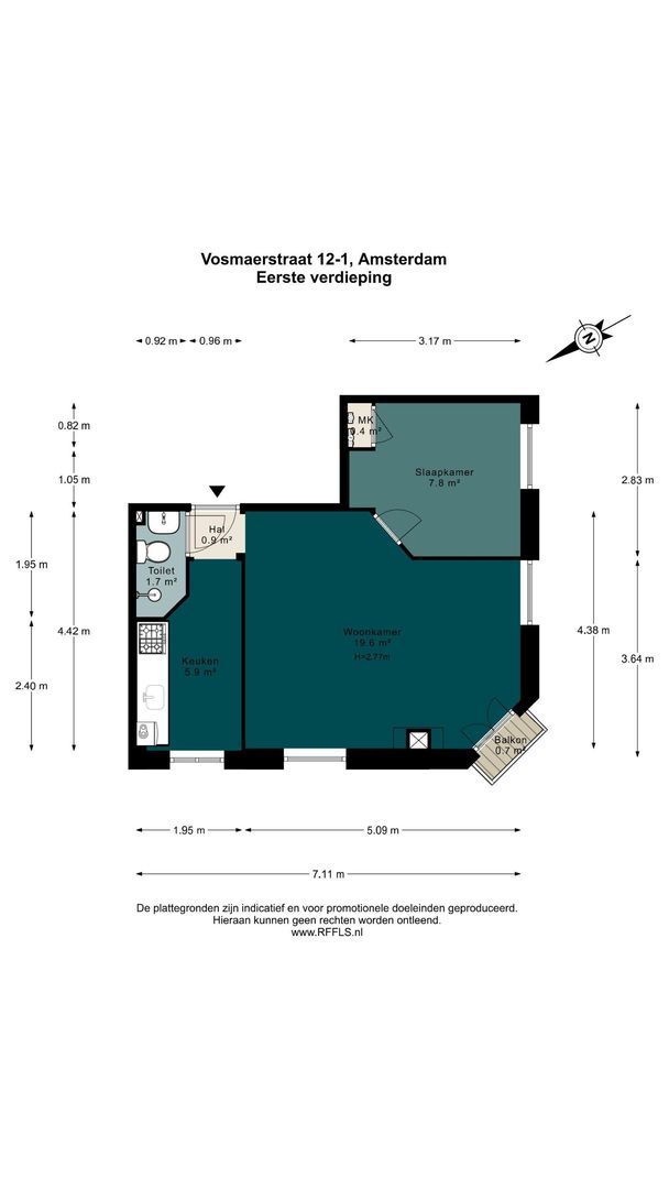 Vosmaerstraat 12 1, Amsterdam plattegrond-0