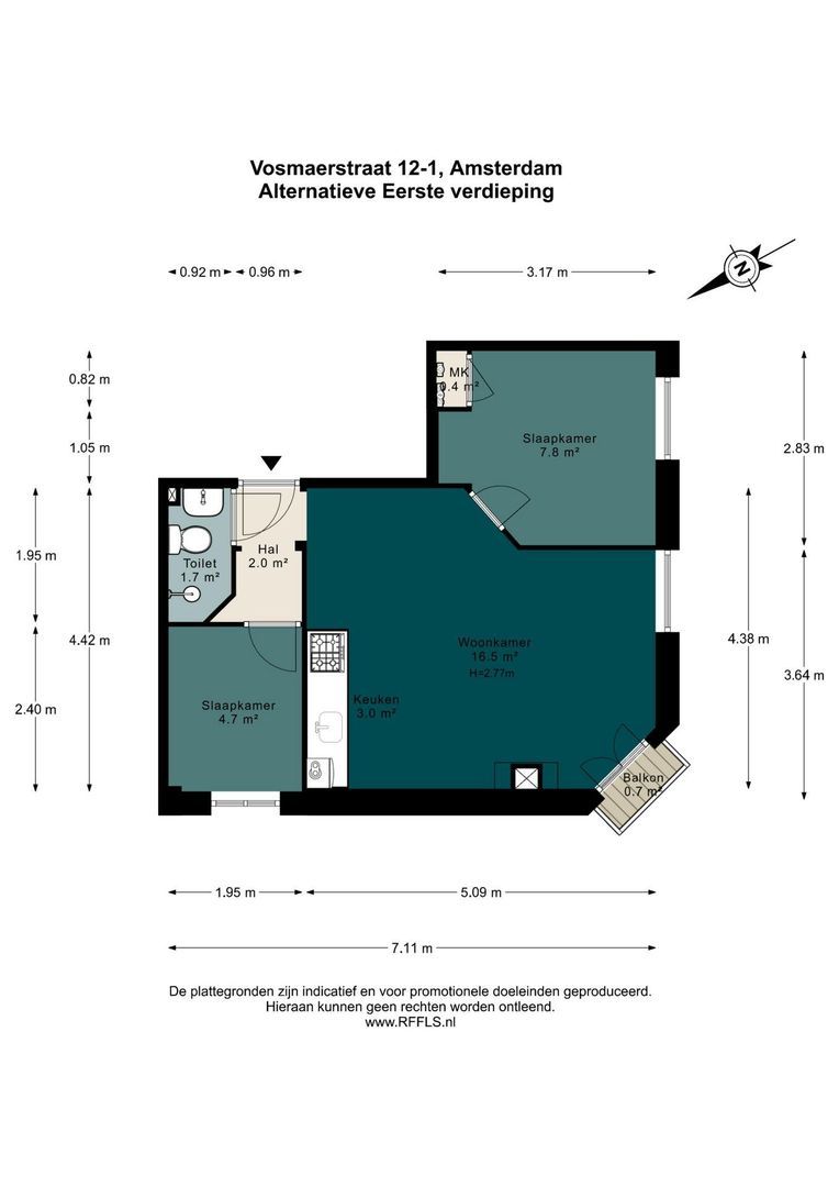 Vosmaerstraat 12 1, Amsterdam plattegrond-3