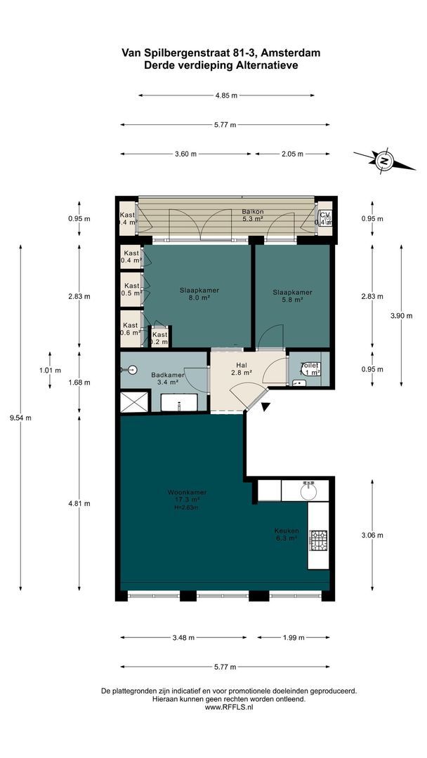 Van Spilbergenstraat 81 3, Amsterdam plattegrond-1